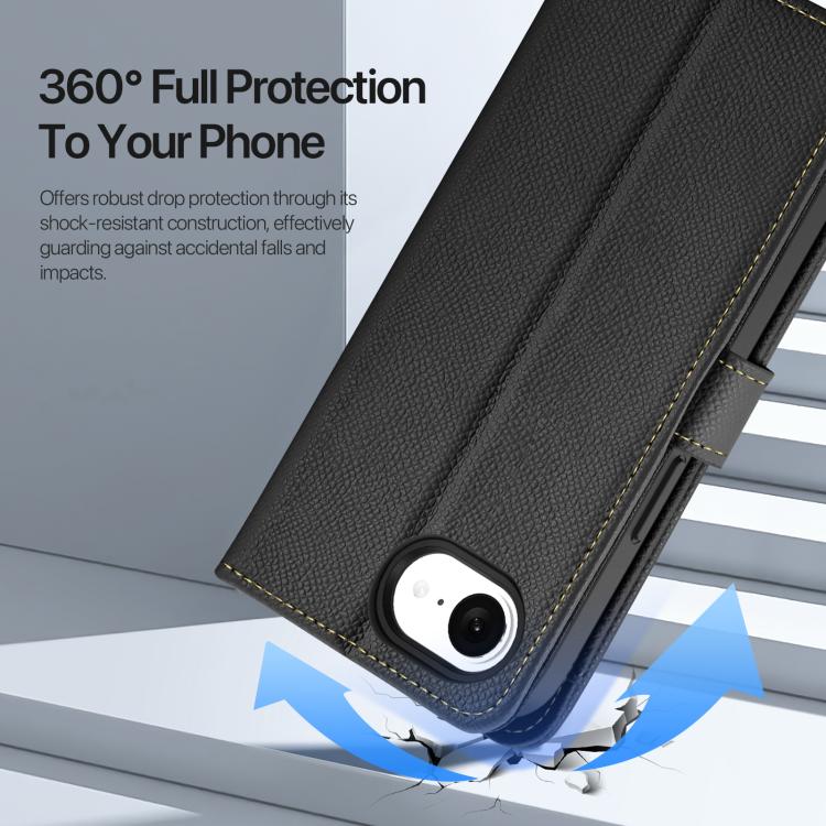 For iPhone 16e DUX DUCIS Lawa Series 2 in 1 Wallet Zipper Detachable MagSafe Phone Case with Lanyard(Black) by DUX DUCIS