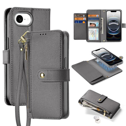 For iPhone 16e DUX DUCIS Lawa Series 2 in 1 Wallet Zipper Detachable MagSafe Phone Case with Lanyard(Grey) by DUX DUCIS