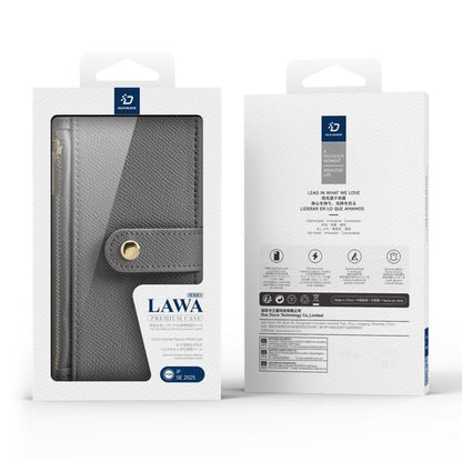 For iPhone 16e DUX DUCIS Lawa Series 2 in 1 Wallet Zipper Detachable MagSafe Phone Case with Lanyard(Grey) by DUX DUCIS