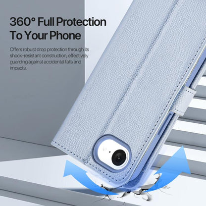 For iPhone 16e DUX DUCIS Lawa Series 2 in 1 Wallet Zipper Detachable MagSafe Phone Case with Lanyard(Light Blue) by DUX DUCIS