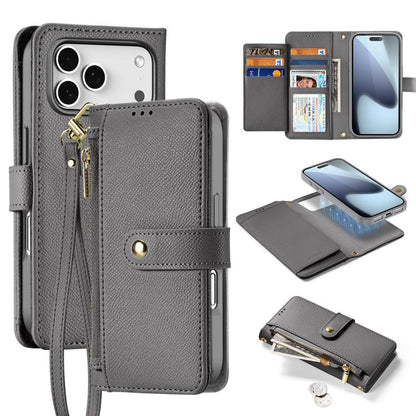 For iPhone 17 Pro DUX DUCIS Lawa Series 2 in 1 Wallet Zipper Detachable MagSafe Phone Case with Lanyard(Grey) by DUX DUCIS