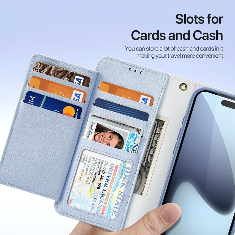 For iPhone 17 Pro DUX DUCIS Lawa Series 2 in 1 Wallet Zipper Detachable MagSafe Phone Case with Lanyard(Light Blue) by DUX DUCIS