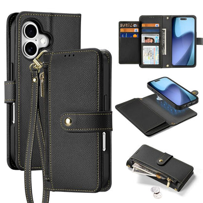 For iPhone 17 DUX DUCIS Lawa Series 2 in 1 Wallet Zipper Detachable MagSafe Phone Case with Lanyard(Black) by DUX DUCIS