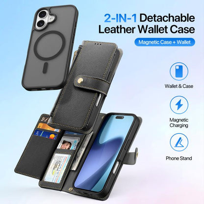 For iPhone 17 DUX DUCIS Lawa Series 2 in 1 Wallet Zipper Detachable MagSafe Phone Case with Lanyard(Black) by DUX DUCIS