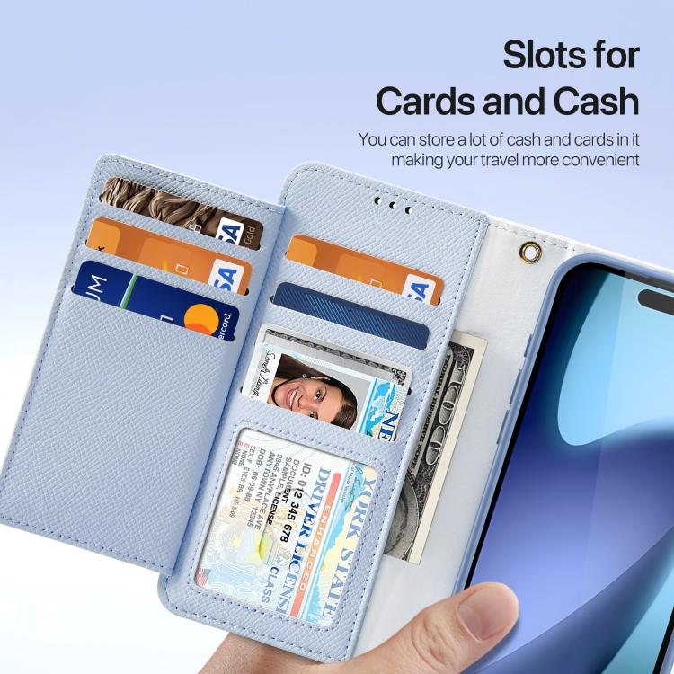 For iPhone 17 DUX DUCIS Lawa Series 2 in 1 Wallet Zipper Detachable MagSafe Phone Case with Lanyard(Light Blue) by DUX DUCIS
