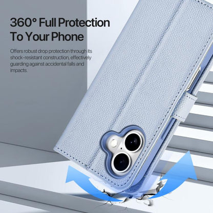 For iPhone 17 DUX DUCIS Lawa Series 2 in 1 Wallet Zipper Detachable MagSafe Phone Case with Lanyard(Light Blue) by DUX DUCIS