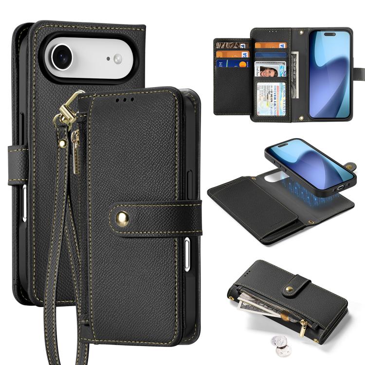 For iPhone Air DUX DUCIS Lawa Series 2 in 1 Wallet Zipper Detachable MagSafe Phone Case with Lanyard(Black) by DUX DUCIS