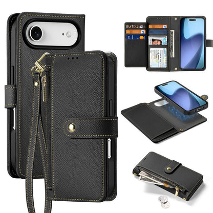 For iPhone Air DUX DUCIS Lawa Series 2 in 1 Wallet Zipper Detachable MagSafe Phone Case with Lanyard(Black) by DUX DUCIS