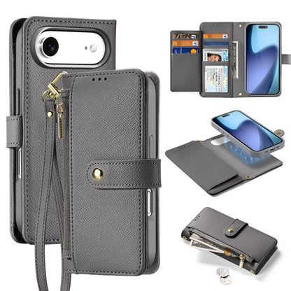 For iPhone Air DUX DUCIS Lawa Series 2 in 1 Wallet Zipper Detachable MagSafe Phone Case with Lanyard(Grey) by DUX DUCIS
