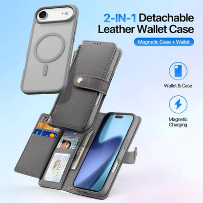 For iPhone Air DUX DUCIS Lawa Series 2 in 1 Wallet Zipper Detachable MagSafe Phone Case with Lanyard(Grey) by DUX DUCIS