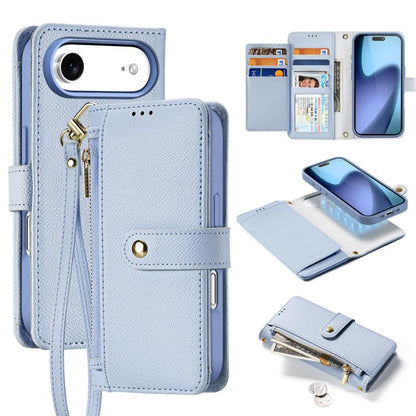 For iPhone Air DUX DUCIS Lawa Series 2 in 1 Wallet Zipper Detachable MagSafe Phone Case with Lanyard(Light Blue) by DUX DUCIS