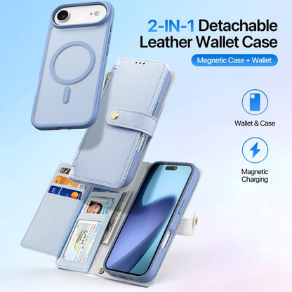 For iPhone Air DUX DUCIS Lawa Series 2 in 1 Wallet Zipper Detachable MagSafe Phone Case with Lanyard(Light Blue) by DUX DUCIS