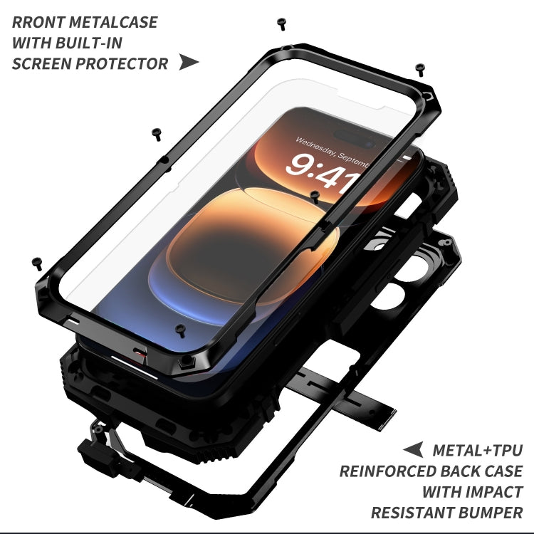 For iPhone 16 Pro Max R-JUST Life Waterproof Dustproof Shockproof Phone Case(Black) by R-JUST