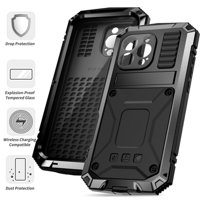 For iPhone 16 Pro R-JUST Life Waterproof Dustproof Shockproof Phone Case(Black) by R-JUST