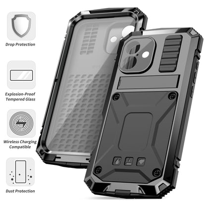 For iPhone 16 Plus R-JUST Life Waterproof Dustproof Shockproof Phone Case(Black) by R-JUST