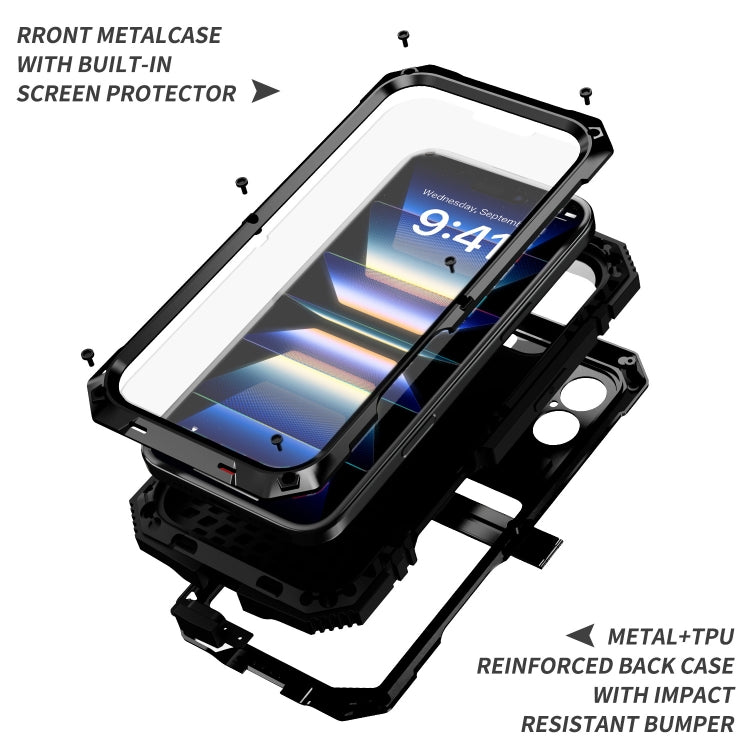 For iPhone 16 R-JUST Life Waterproof Dustproof Shockproof Phone Case(Black) by R-JUST