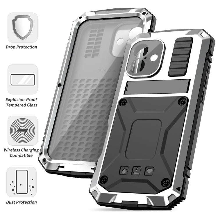 For iPhone 16 R-JUST Life Waterproof Dustproof Shockproof Phone Case(Silver) by R-JUST