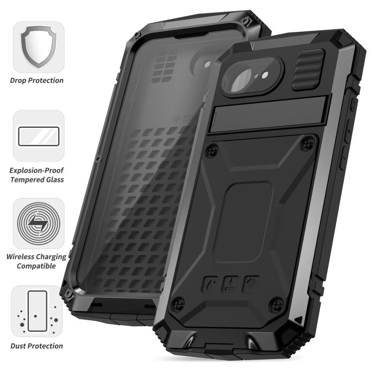 For iPhone 16e R-JUST Life Waterproof Dustproof Shockproof Phone Case(Black) by R-JUST