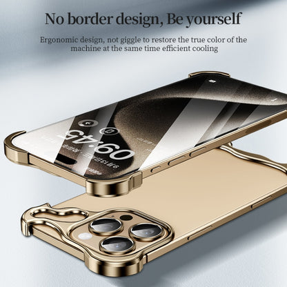 For iPhone 16 Frameless Metal Corner Pad Phone Case with Lens Film(Silver) by bashfashion