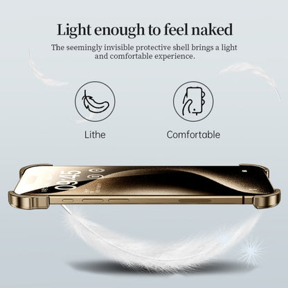 For iPhone 16 Pro Frameless Metal Corner Pad Phone Case with Lens Film(Gold) by bashfashion