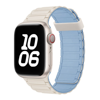For Apple Watch SE 2023 40mm Tri-beads Magnetic Hoop Silicone Watch Band(White Fog Blue) by bashfashion