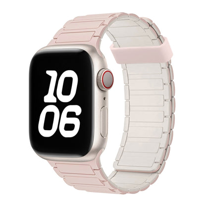 For Apple Watch SE 2023 40mm Tri-beads Magnetic Hoop Silicone Watch Band(Pink Starlight) by bashfashion