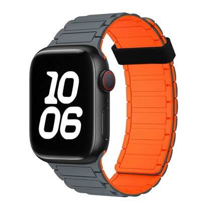 For Apple Watch Ultra 2 49mm Tri-beads Magnetic Hoop Silicone Watch Band(Grey Orange) by bashfashion