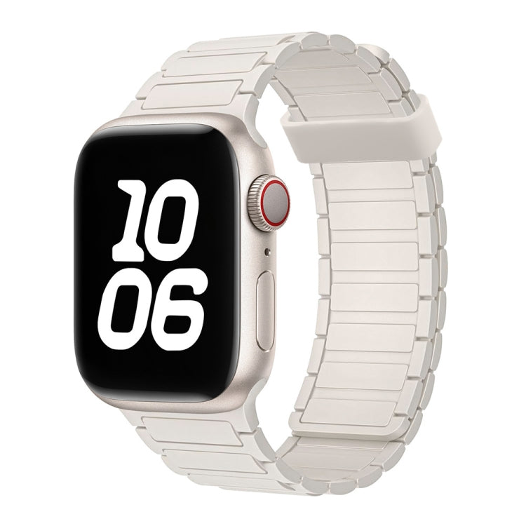 For Apple Watch Series 9 45mm Tri-beads Magnetic Hoop Silicone Watch Band(Starlight) by bashfashion
