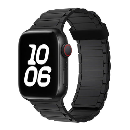 For Apple Watch Series 8 41mm Tri-beads Magnetic Hoop Silicone Watch Band(Black) by bashfashion