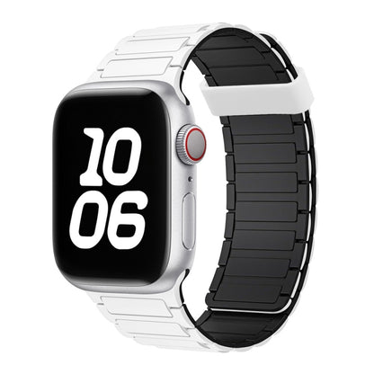 For Apple Watch Series 8 45mm Tri-beads Magnetic Hoop Silicone Watch Band(White Black) by bashfashion