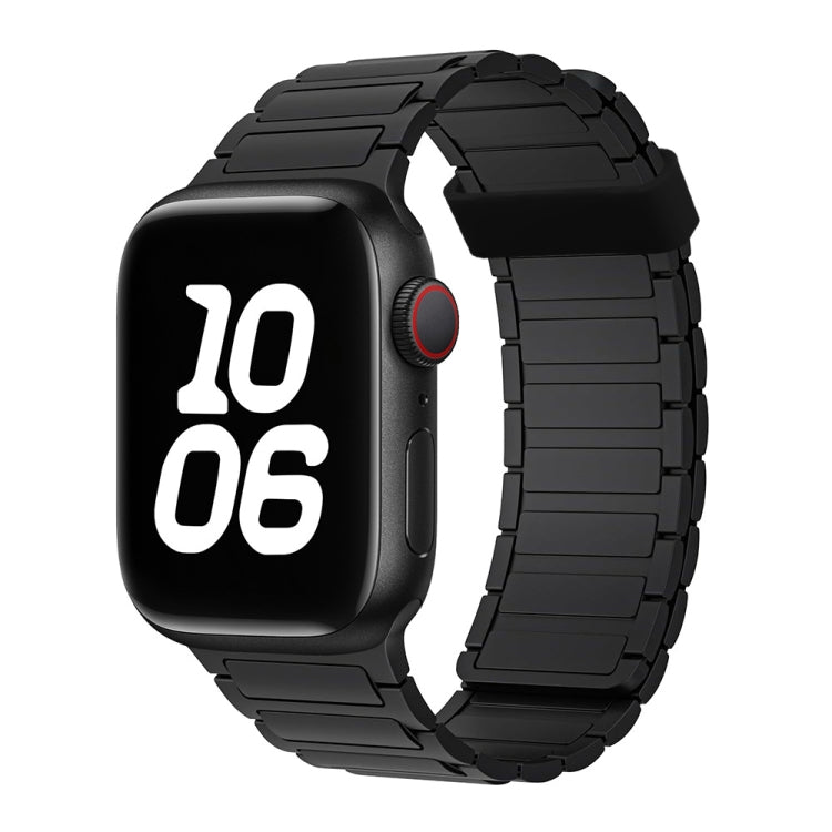 For Apple Watch Series 8 45mm Tri-beads Magnetic Hoop Silicone Watch Band(Black) by bashfashion