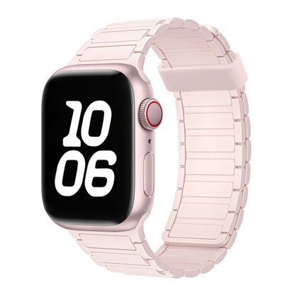 For Apple Watch SE 2022 40mm Tri-beads Magnetic Hoop Silicone Watch Band(Bright Pink) by bashfashion