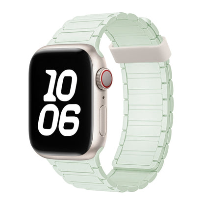 For Apple Watch SE 2022 44mm Tri-beads Magnetic Hoop Silicone Watch Band(Light Mint) by bashfashion