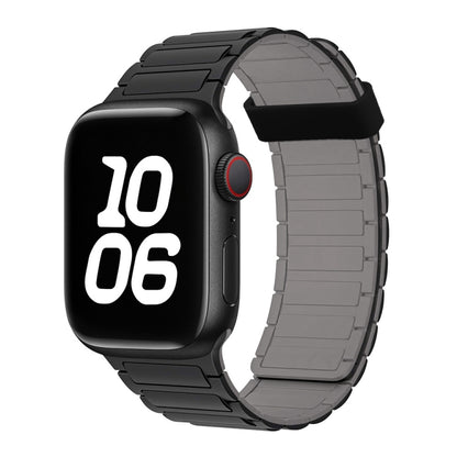 For Apple Watch Series 7 41mm Tri-beads Magnetic Hoop Silicone Watch Band(Black Grey) by bashfashion