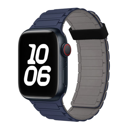 For Apple Watch Series 7 45mm Tri-beads Magnetic Hoop Silicone Watch Band(Indigo Grey) by bashfashion