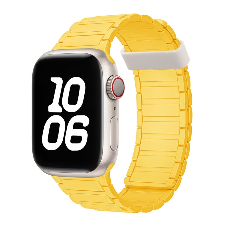 For Apple Watch Series 7 45mm Tri-beads Magnetic Hoop Silicone Watch Band(Yellow) by bashfashion