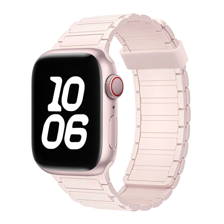 For Apple Watch SE 44mm Tri-beads Magnetic Hoop Silicone Watch Band(Bright Pink) by bashfashion