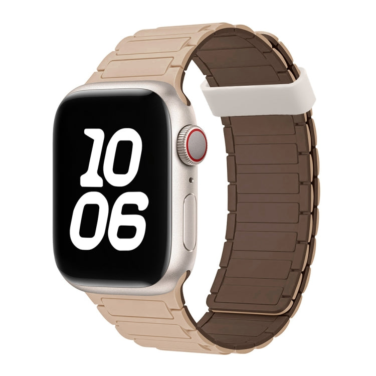 For Apple Watch Series 6 44mm Tri-beads Magnetic Hoop Silicone Watch Band(Milk Tea Chocolate) by bashfashion