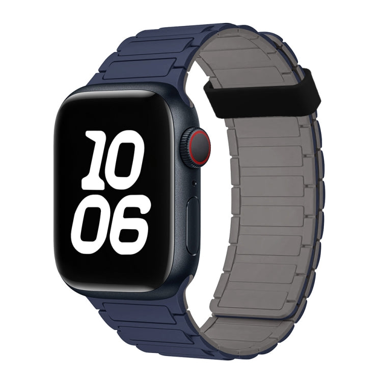 For Apple Watch Series 5 44mm Tri-beads Magnetic Hoop Silicone Watch Band(Indigo Grey) by bashfashion