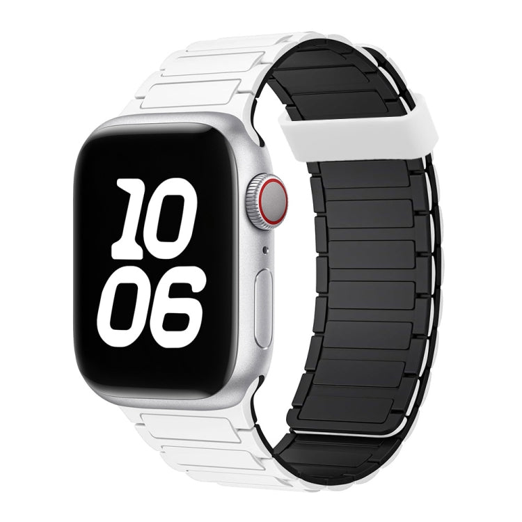 For Apple Watch Series 5 40mm Tri-beads Magnetic Hoop Silicone Watch Band(White Black) by bashfashion