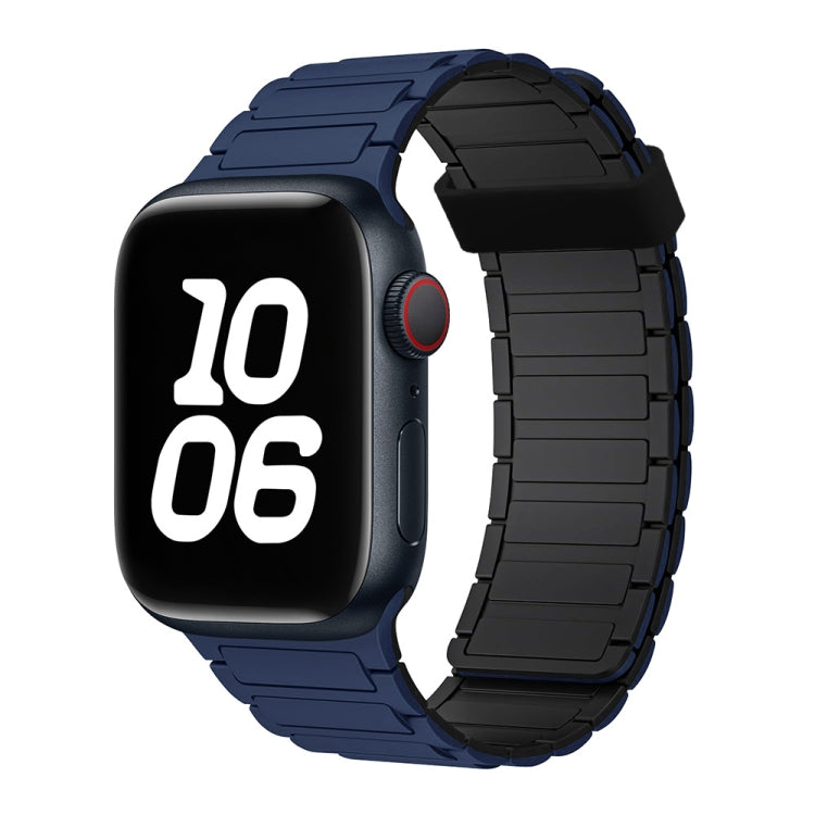 For Apple Watch Series 5 40mm Tri-beads Magnetic Hoop Silicone Watch Band(Dark Blue Black) by bashfashion