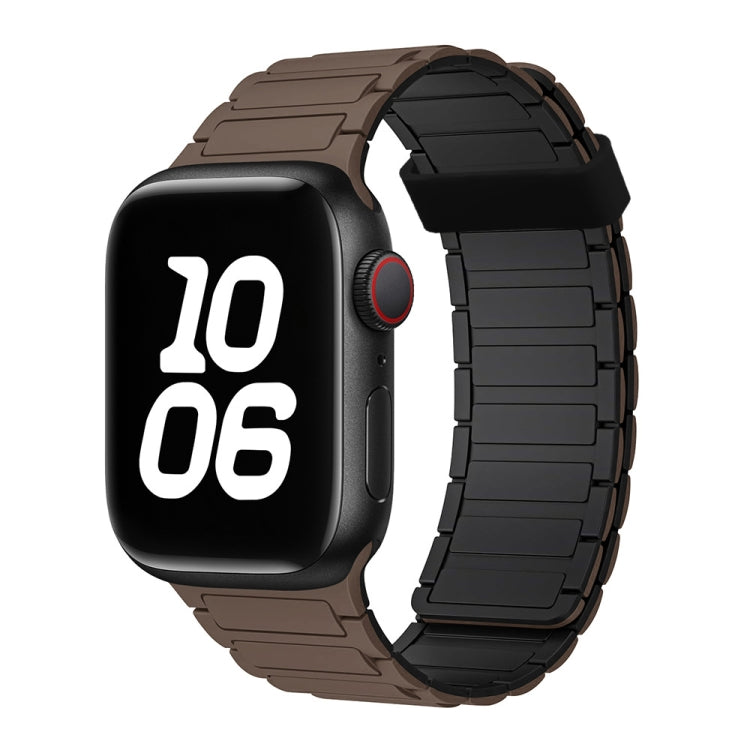 For Apple Watch Series 4 44mm Tri-beads Magnetic Hoop Silicone Watch Band(Chocolate Black) by bashfashion
