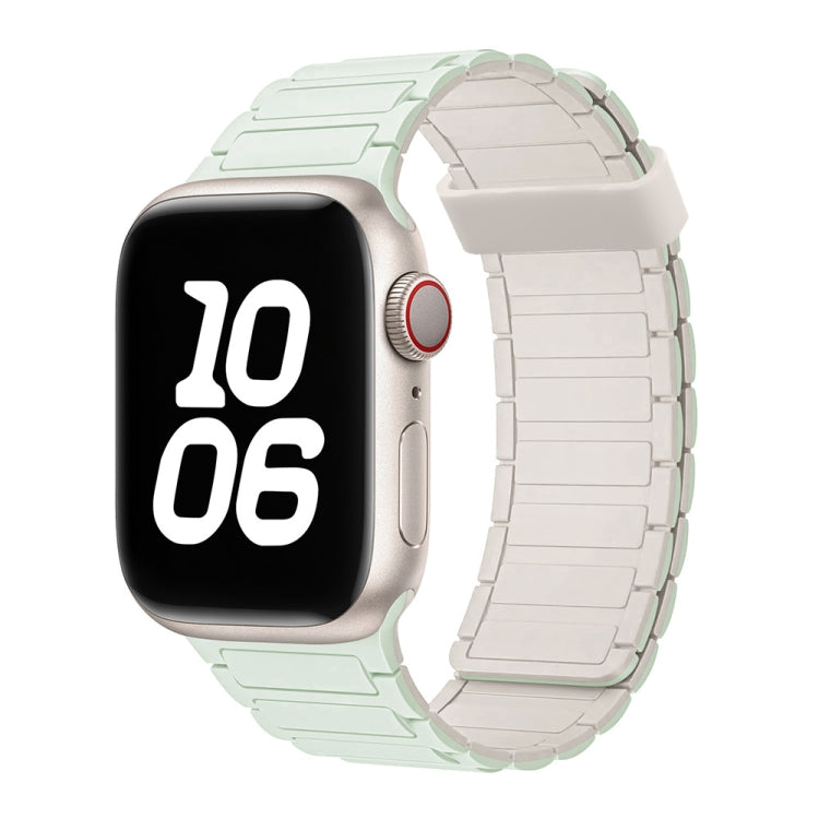For Apple Watch Series 3 42mm Tri-beads Magnetic Hoop Silicone Watch Band(Light Mint Starlight) by bashfashion