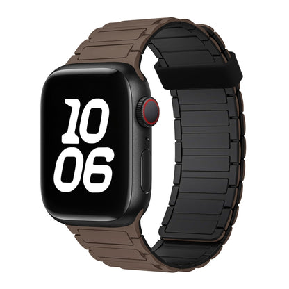 For Apple Watch Series 3 42mm Tri-beads Magnetic Hoop Silicone Watch Band(Chocolate Black) by bashfashion