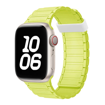 For Apple Watch Series 3 42mm Tri-beads Magnetic Hoop Silicone Watch Band(Fluorescent Green) by bashfashion