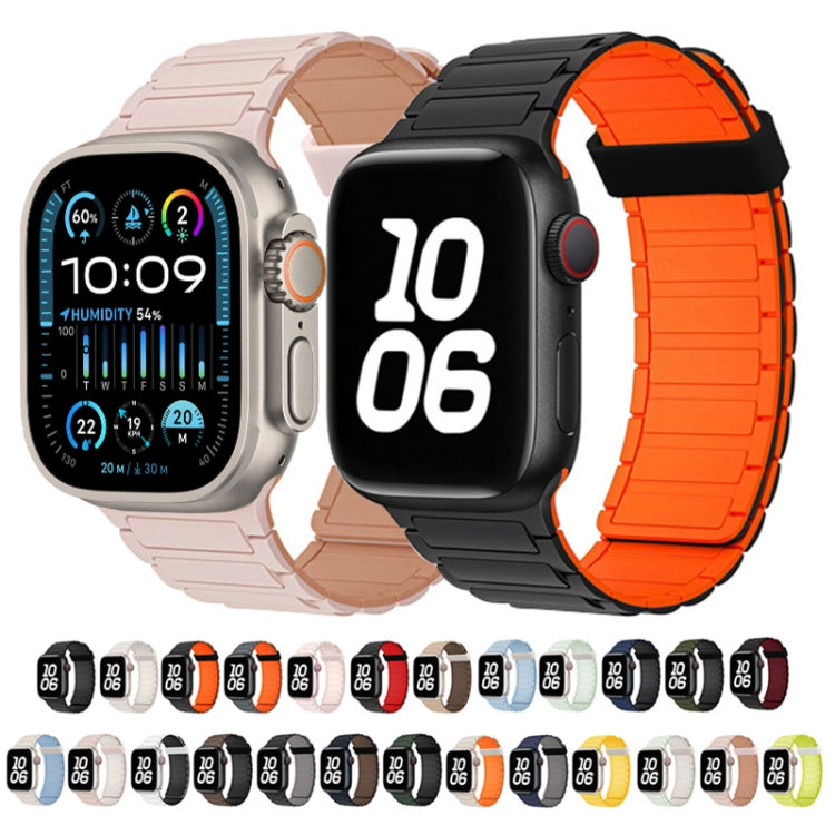 For Apple Watch Ultra 49mm Tri-beads Magnetic Hoop Silicone Watch Band(Fluorescent Green) by bashfashion