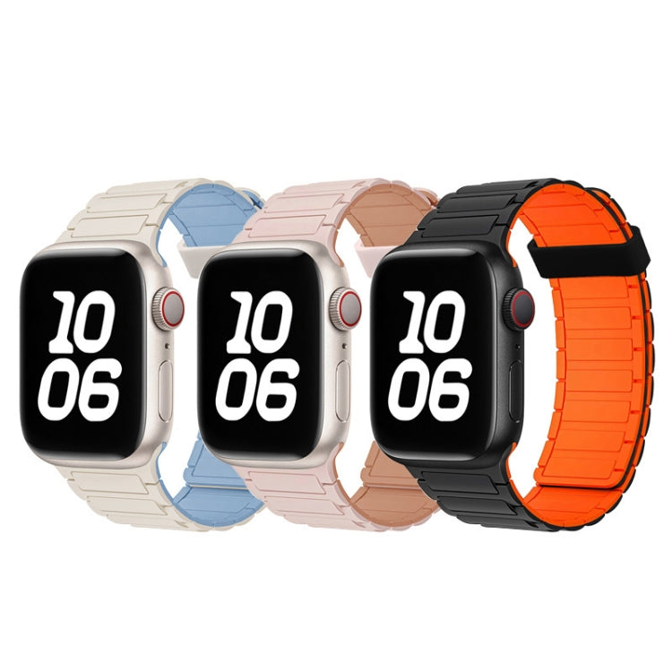 For Apple Watch Series 6 44mm Tri-beads Magnetic Hoop Silicone Watch Band(White Fog Blue) by bashfashion