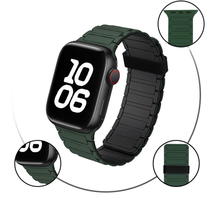 For Apple Watch SE 2023 40mm Tri-beads Magnetic Hoop Silicone Watch Band(Black Orange) by bashfashion