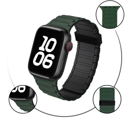 For Apple Watch SE 44mm Tri-beads Magnetic Hoop Silicone Watch Band(Light Mint) by bashfashion