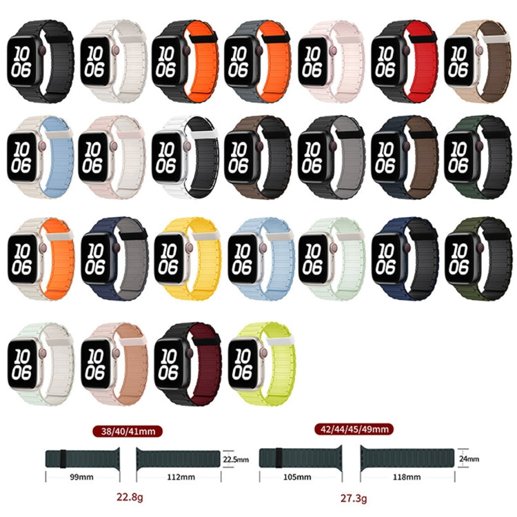 For Apple Watch Series 6 40mm Tri-beads Magnetic Hoop Silicone Watch Band(Black Red) by bashfashion
